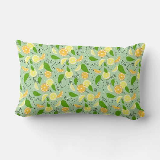 Fresh citrus fruits Lemon Orange Modern. ランバークッション (裏面)