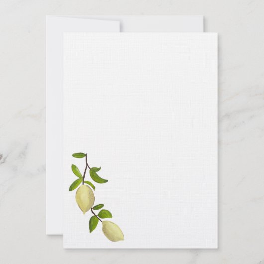 Fresh Citrus Painted Lemons Mediterranean 招待状 (裏面)