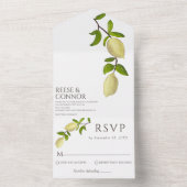 Fresh Citrus Painted Lemons Modern Mediterranean オールインワン招待状 (内側)