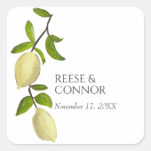 Fresh Citrus Painted Lemons Modern Mediterranean スクエアシール (正面)