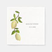 Fresh Citrus Painted Lemons Modern Mediterranean スタンダードカクテルナプキン (正面)