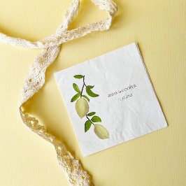 Fresh Citrus Painted Lemons Modern Mediterranean スタンダードカクテルナプキン