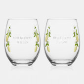 Fresh Citrus Painted Lemons Modern Mediterranean ステムなしワイングラス (裏面)