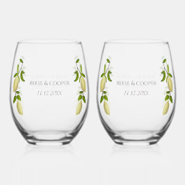 Fresh Citrus Painted Lemons Modern Mediterranean ステムなしワイングラス