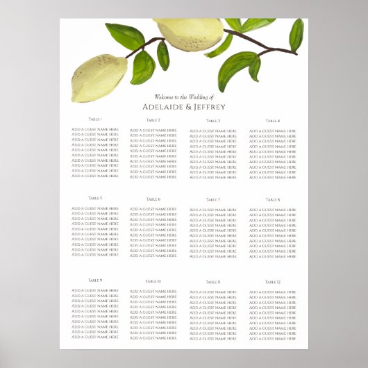 Fresh Citrus Painted Lemons Modern Mediterranean ポスター (正面)