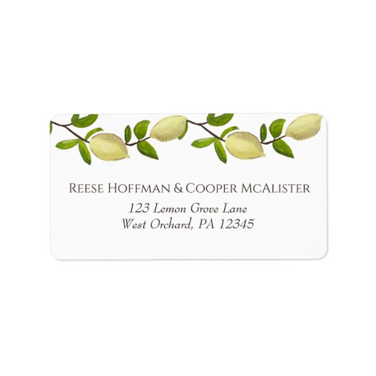 Fresh Citrus Painted Lemons Modern Mediterranean ラベル (正面)