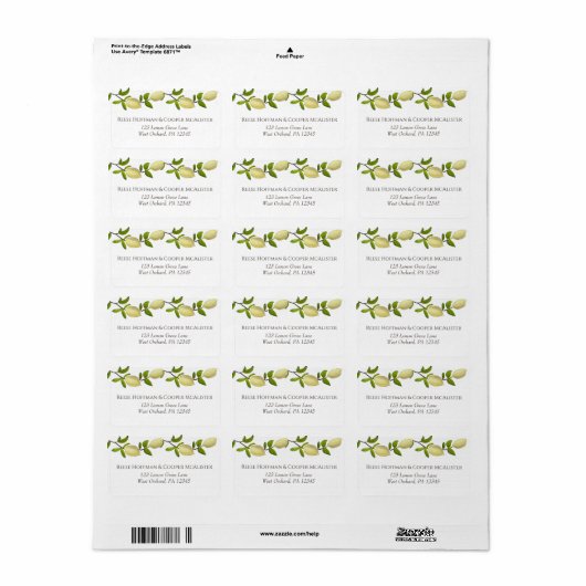 Fresh Citrus Painted Lemons Modern Mediterranean ラベル (フルシート)