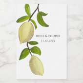 Fresh Citrus Painted Lemons Modern Mediterranean ワインラベル (シングルラベル)