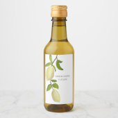 Fresh Citrus Painted Lemons Modern Mediterranean ワインラベル (正面)