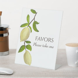 Fresh Citrus Painted Lemons Modern Mediterranean 台座サイン