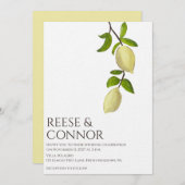 Fresh Citrus Painted Lemons Modern Mediterranean 招待状 (正面/裏面)