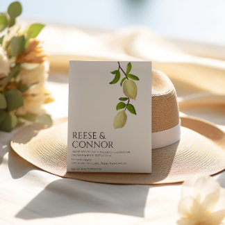 Fresh Citrus Painted Lemons Modern Mediterranean 招待状