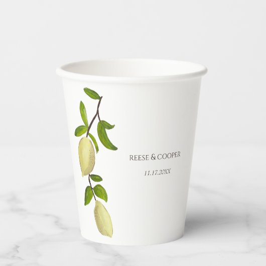 Fresh Citrus Painted Lemons Modern Mediterranean 紙コップ (正面)