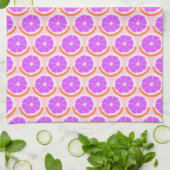 Fresh Citrus Slices Geometric Pink Lemonade キッチンタオル (折り畳み)