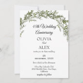 Fresh Classic Greenery Wedding Anniversary  招待状 (正面)
