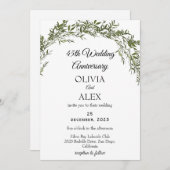 Fresh Classic Greenery Wedding Anniversary  招待状 (正面/裏面)