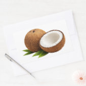 Fresh Coconut With Half Cut Slice Sticker 長方形シール (封筒)