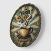 Fresh Coffee Everyday ラージ壁時計 (傾斜)
