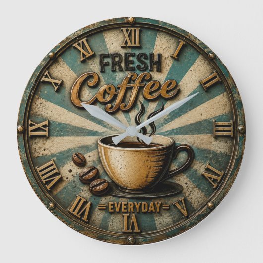 Fresh Coffee Everyday ラージ壁時計 (正面)