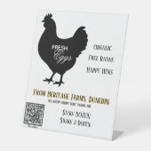 Fresh Eggs Farmer's Market Sign w/ QR Code 台座サイン (正面)