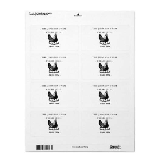 Fresh Eggs Your Name Chicken Hens Egg ラベル (フルシート)