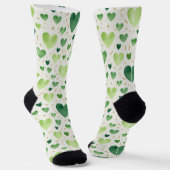 Fresh Emerald Watercolor Heart & Gold Dust Socks ソックス (傾斜あり)