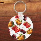 Fresh Fruit Pattern – Strawberry, Cherry & Mango A キーホルダー (正面)