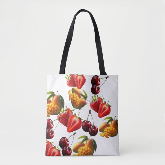 Fresh Fruit Pattern – Strawberry, Cherry & Mango A トートバッグ (正面)