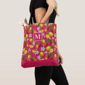 Fresh Fruit Strawberry & Lemon Monogram Pink トートバッグ (クローズアップ)