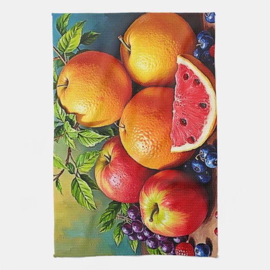 Fresh Fruits in a Perfect Mix Design キッチンタオル (縦)