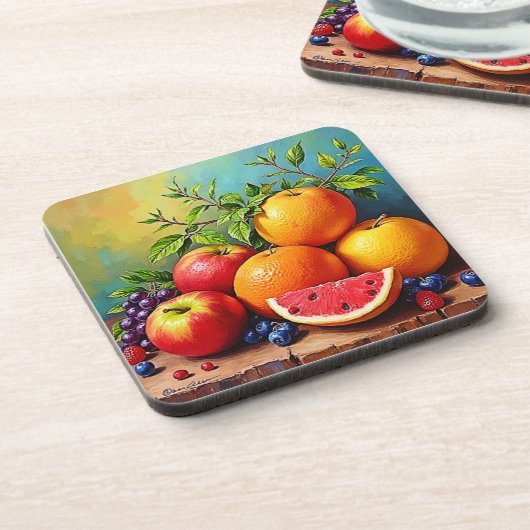 Fresh Fruits in a Perfect Mix Design コースター (左側)