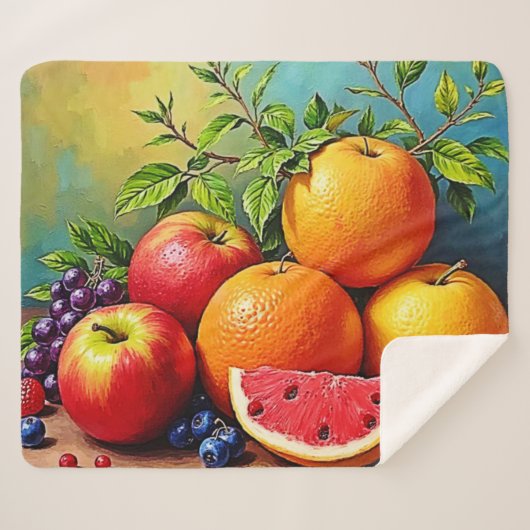 Fresh Fruits in a Perfect Mix Design シェルパブランケット (正面(横))