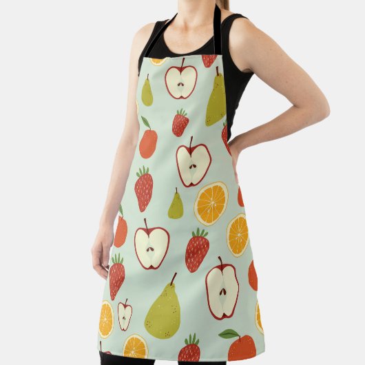 Fresh fruits in a seamless repeating pattern エプロン (インサイチュ)