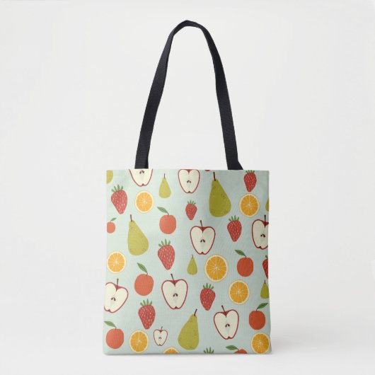 Fresh fruits in a seamless repeating pattern トートバッグ (正面)