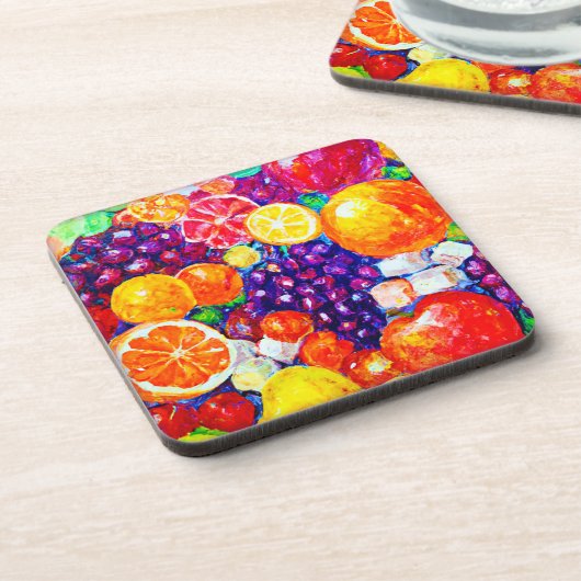 "Fresh Fruits Pattern" Cute Art. Buy Now  コースター (左側)