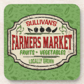 Fresh Garden ADD NAME Locally Grown Farmers Market コースター (正面)