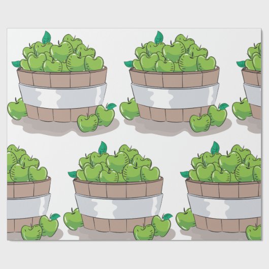 Fresh Green Apple Harvest Barrel Granny Smith ラッピングペーパー (フラット)