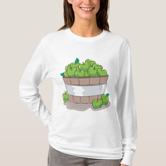 Fresh Green Apple Harvest Barrel Granny Smith Tシャツ (正面)