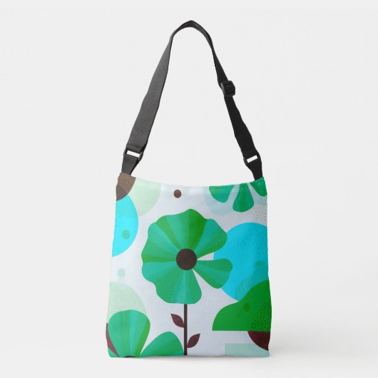 Fresh Green Floral Modern Tote Bag クロスボディバッグ (正面)