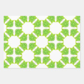 Fresh Green Geometric Leaf Pattern Gift Wrap ラッピングペーパーシート (正面2)