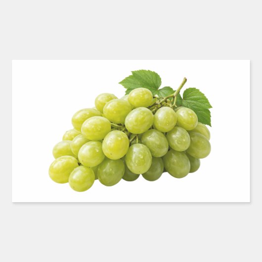 Fresh Green Grapes with Leaves Sticker 長方形シール (正面)