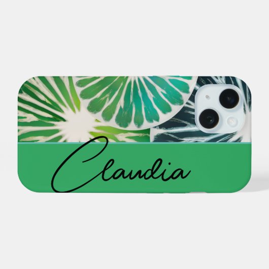Fresh Green iPhone Hülle mit Wunschnamen 15ケース (裏面横)