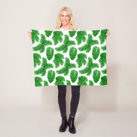Fresh Green Palm Leaves Tropical Print フリースブランケット (インサイチュ)