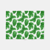Fresh Green Palm Leaves Tropical Print フリースブランケット (正面(横))