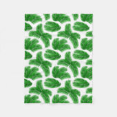 Fresh Green Palm Leaves Tropical Print フリースブランケット (正面)