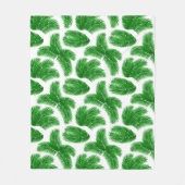 Fresh Green Palm Leaves Tropical Print フリースブランケット (正面)