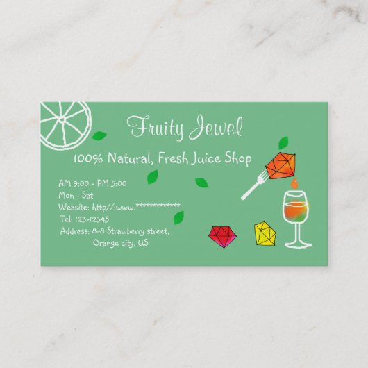 Fresh Juice Shop Name Card Jewel 名刺 (正面)