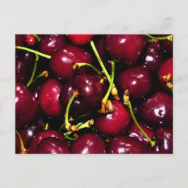 Fresh Juicy Cherries with Water Drops ポストカード