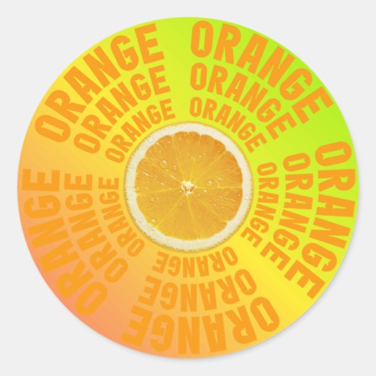 Fresh & Juicy Orange slice Typography Sticker ラウンドシール (正面)