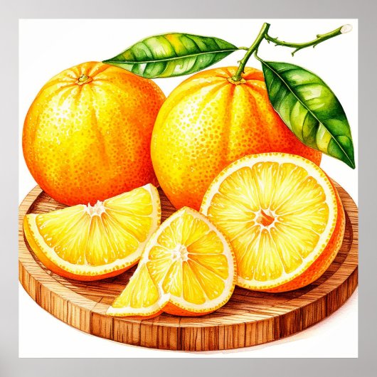 Fresh Juicy Oranges With Slices ポスター (正面)